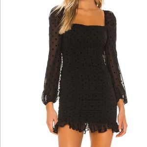 Lovers + Friends Black Polka Dot Long Sleeve Dress